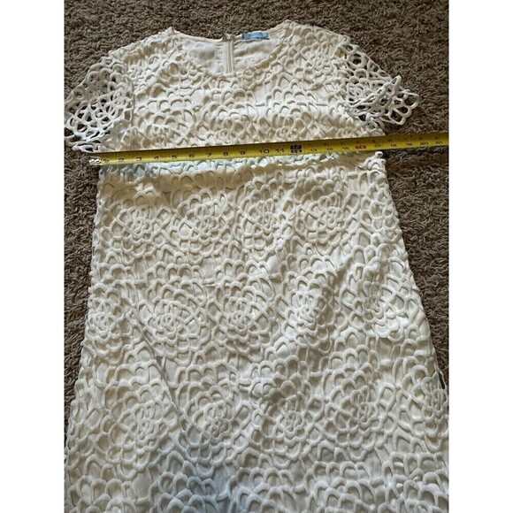 J. McLaughlin Dress Womens Size XS White Lace Cut Out Lined Short Sleeve - Picture 8 of 8